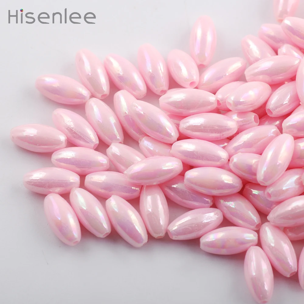 6*12mm 100 pcs light pink Lovely Acrylic Ellipse Lustrous and beautiful Grain shape DIY Hand chain making beads