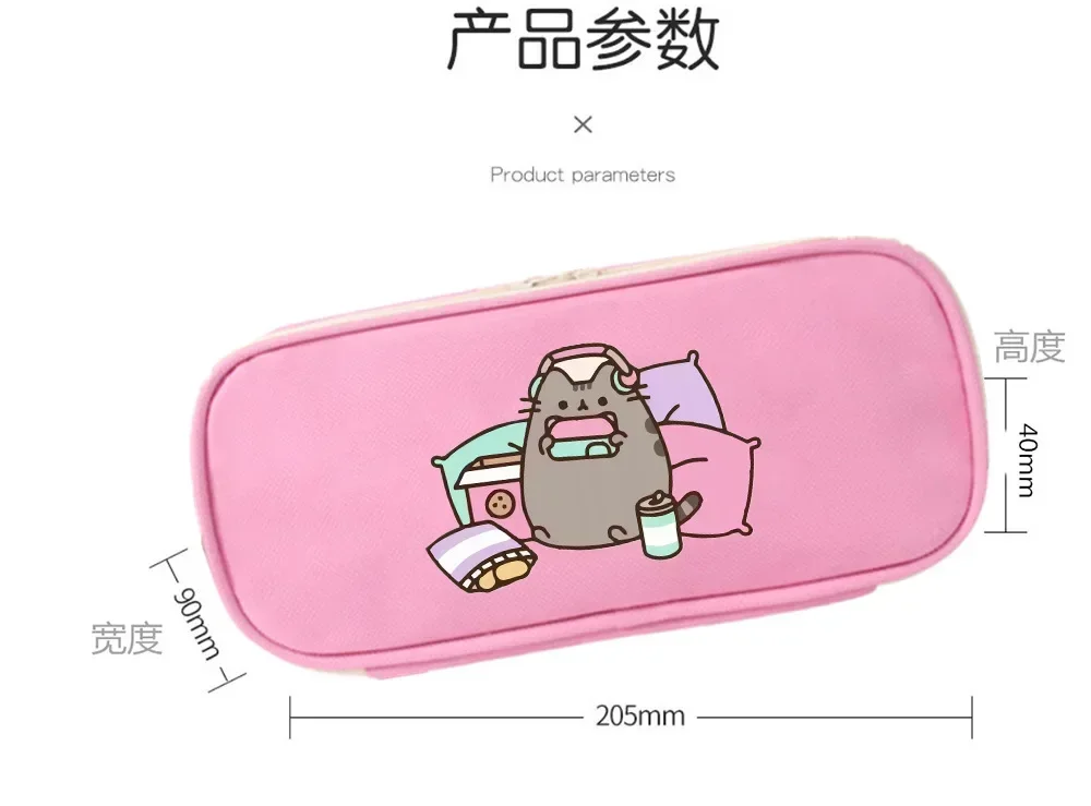 Pusheens Pencil Case Large Portable Cartoon Creative zipper Canvas Pouch Student School Supplies Stationery Storage Bag kid gift