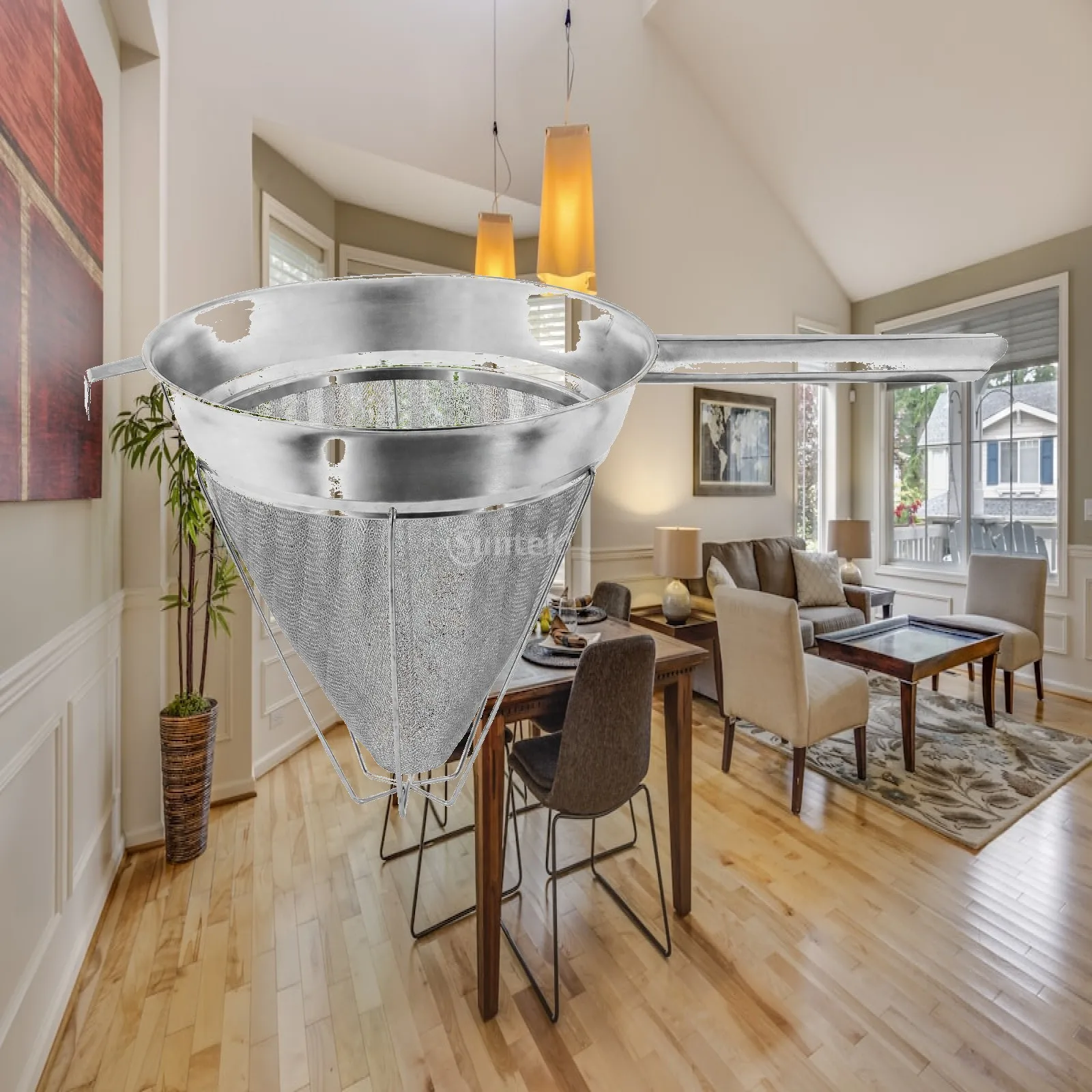 Fine Mesh Cone Strainer Stainless Steel Kitchen Strainer with Base for Pouring Tea Soy Milk and Broth