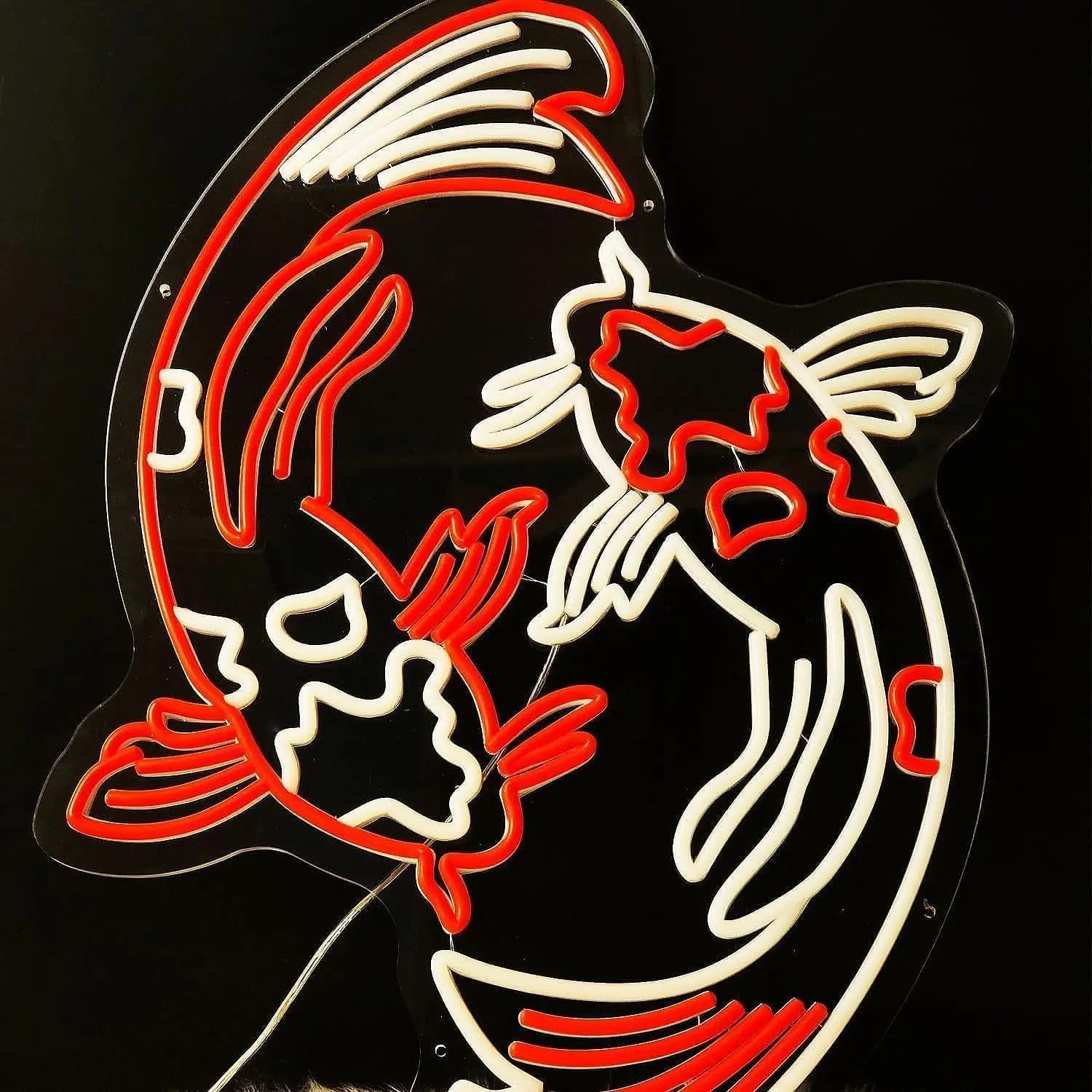 Letrero de neón de pez Koi de 65x50cm, luz LED grande Nishikigoi, decoración japonesa para Bar, Pub, Bistro, decoración de fiesta en casa, regalo de Navidad