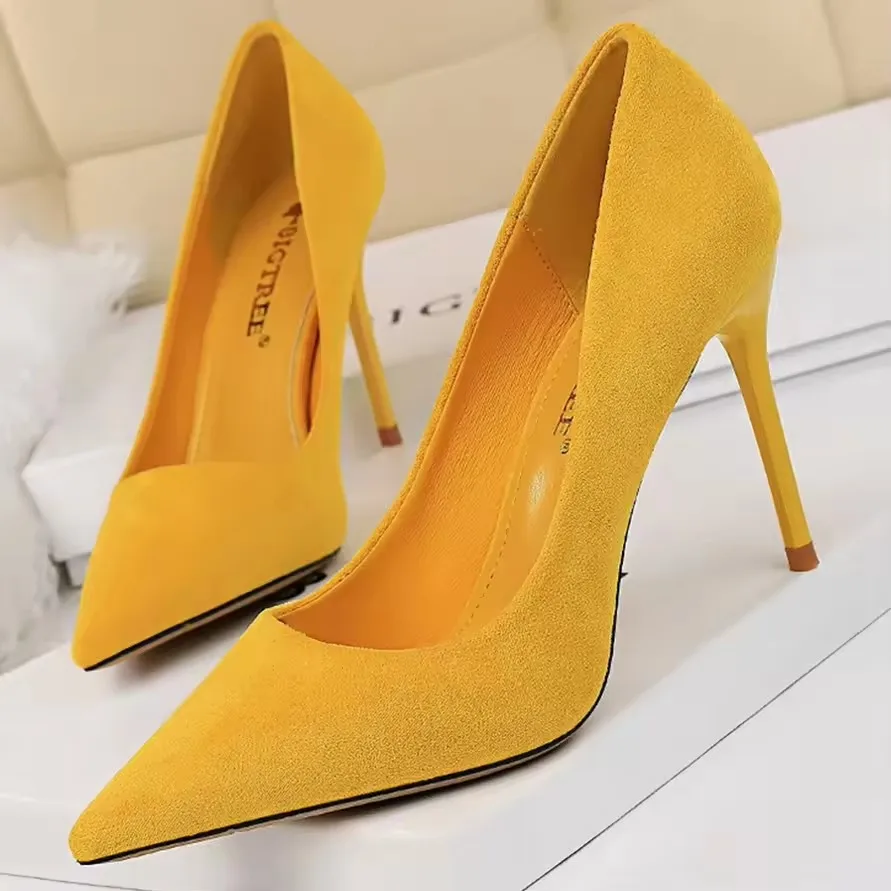NONE BIGTREE Schuhe Wildleder Frau Pumpen Neue High Heels Für Frauen Büro Schuhe Mode Stiletto Heels Frauen Grundlegende Pumpe Plus Größe 42 43 4
