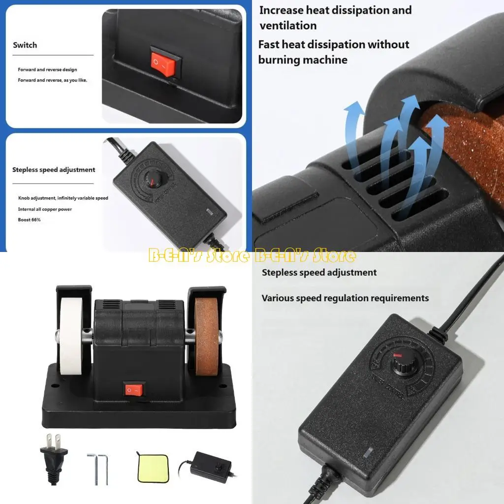 y1ad-小型砥石機デスクトップ厚さダブル砥石家庭用小型電気研削と研磨