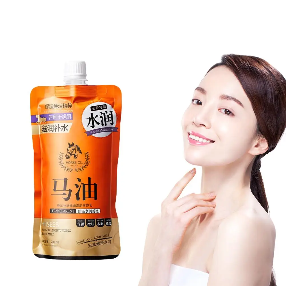 

200ml Whitening Body Lotion Horse Oil Moisturizing Skin Cream Autumn Care Body Health Relief Beauty Dry Cream Winter Nouris T6C1