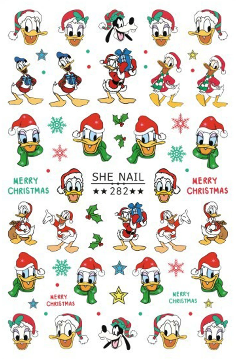 

1PCS Christmas Style Cartoon Characters 3D Disney Nail Stickers Nail Art Decoration Donald Duck Mickey Mouse Nail Art Stickers