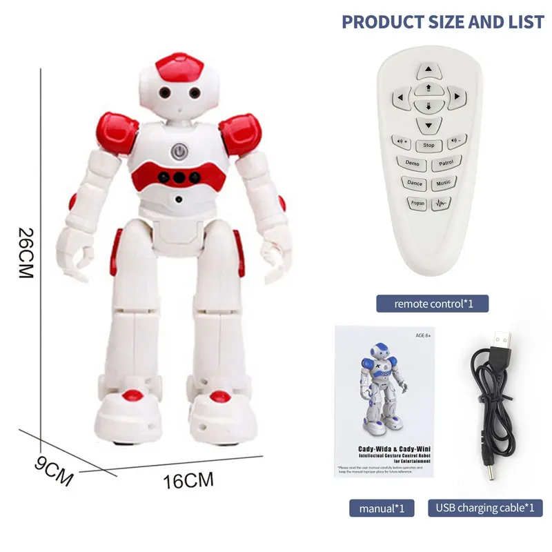 Inteligente rc robô gesto sensor de controle remoto spaceman programável dança cantar música brinquedo robótico eletrônico carga usb