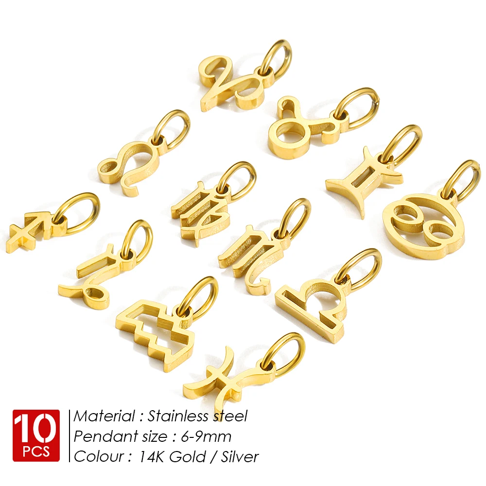 eManco 10PCS 12 Zodiac Signs Pendant Accessories Stainless Steel Constellation Necklace Birthday Gift wholesale