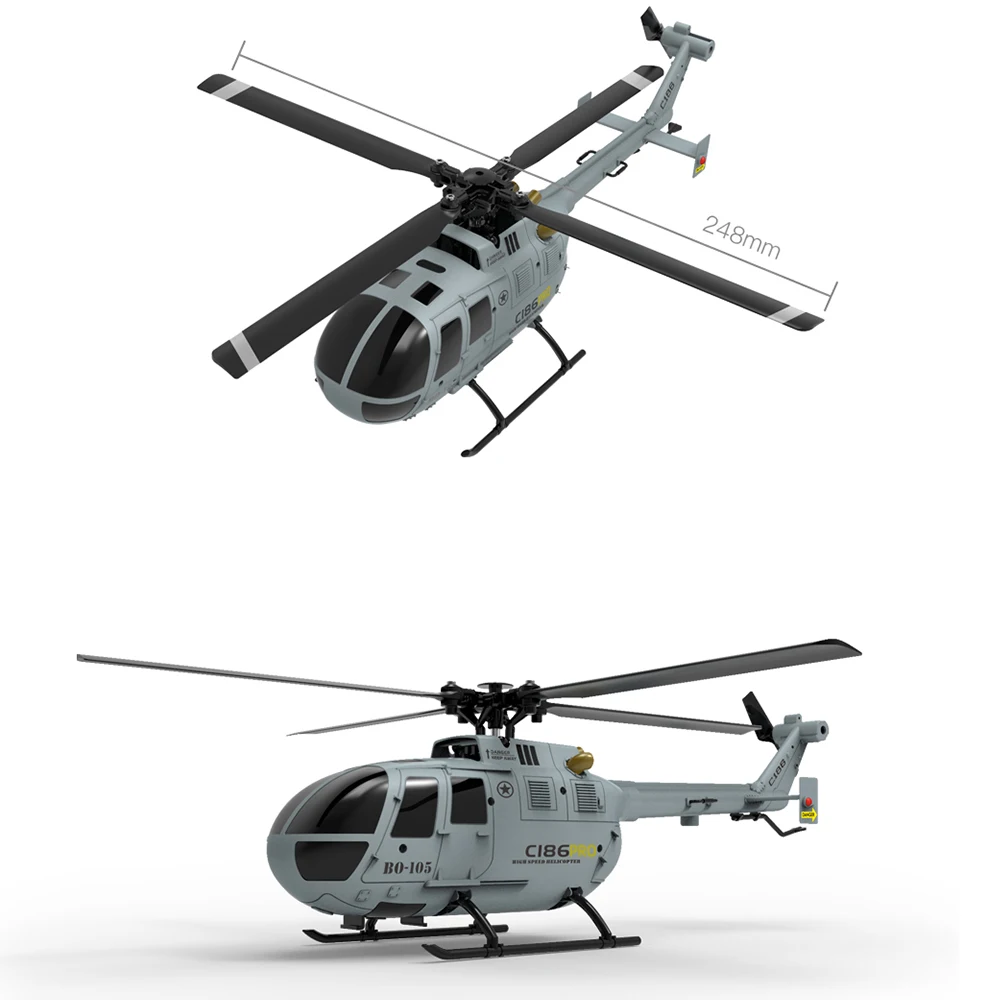 RC ERA BO-105 ヘリコプター 1:48 スケール 4CH 15 分飛行 6 軸ジャイロ C186 航空機オプティカルフローポジショニングリモートコントロール航空機