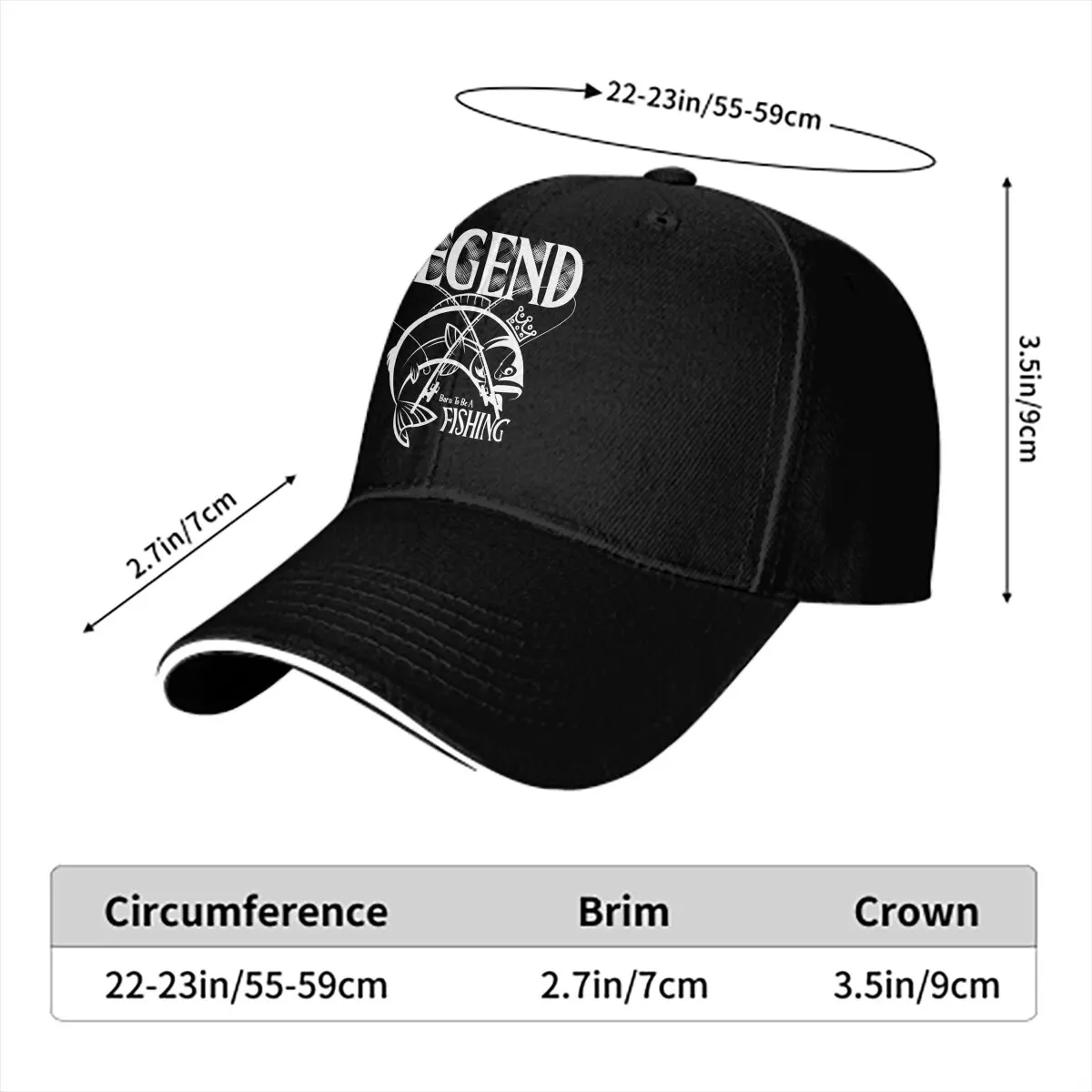 Fly Fishing Multicolor Hat Peaked Men's Cap Born To Be A Fishing Legend Personalized Visor Protection Hats