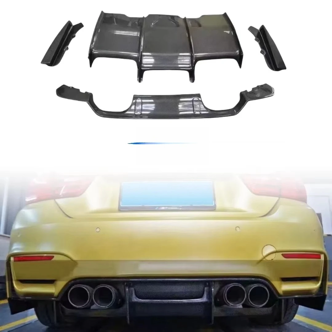 

PSM Style Carbon Fiber Diffuser for M3F80 M4F82 Modification Rear Bumper 4-piece Set Diffuser Rear Lip with Bottom Plate