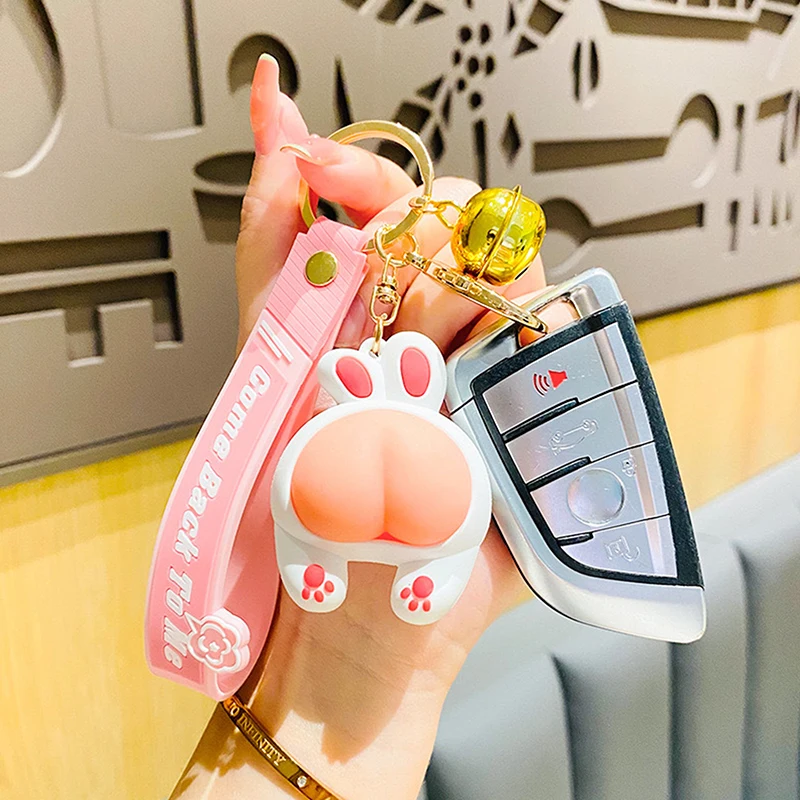 Elastic Peach Butt Cartoon Animal Relaxing Toy Keychain Pendant Anti-Anxiety Stress Relief Hand Toys For Kids Adults Gifts