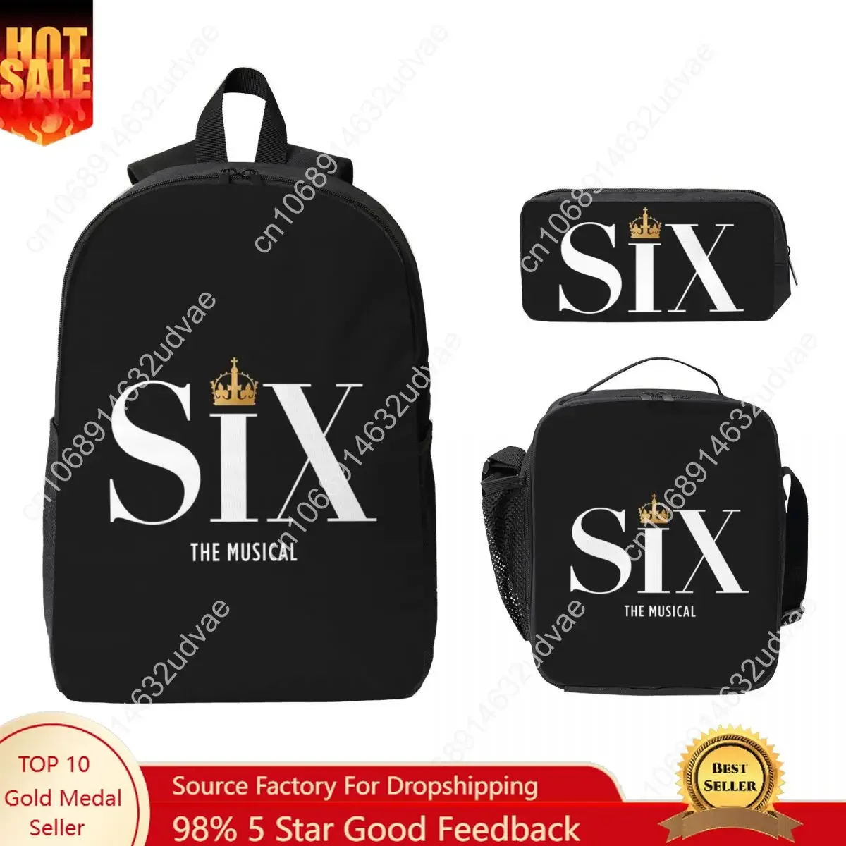 Six The Musical Backpack Student Boys Girls BookBag School Bag Computer Shoulder Bags 3ps Insulated Lunch Bag Pencil Case