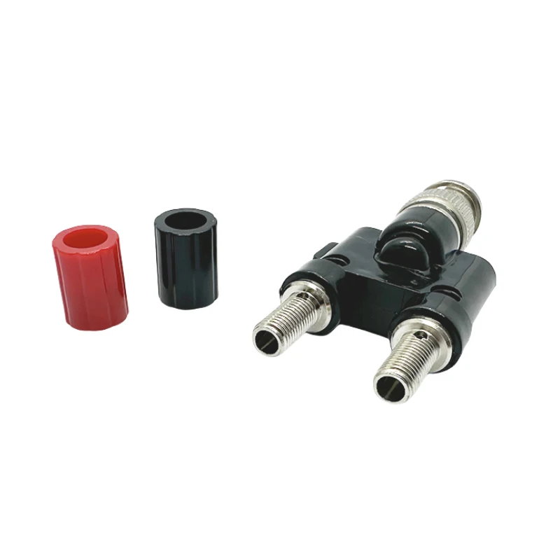 BNC Male to 2 Dual Banana Female Socket Binding Post RF Coax Splitter Adapter Connector for HF Radio Antenna