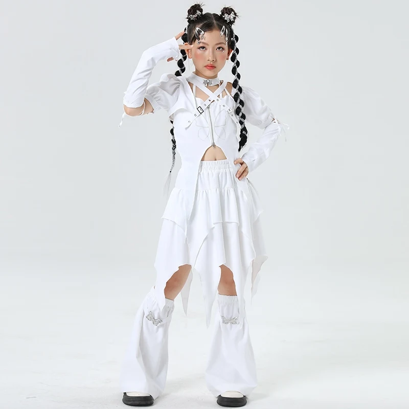 2025 Nieuwe Meisjes Groep Prestaties K-pop Outfits Kids Jazzdans Kostuum Kinderen Ballroom Dans Kleding Street Wear XS 9851