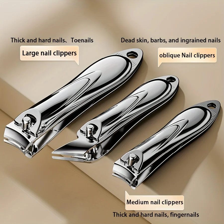 

3pcs Heavy-Duty Stainless Steel Nail Clippers with Nano Glass File Professional-Grade for Thick Nails & Ingrown Toenails Gifts