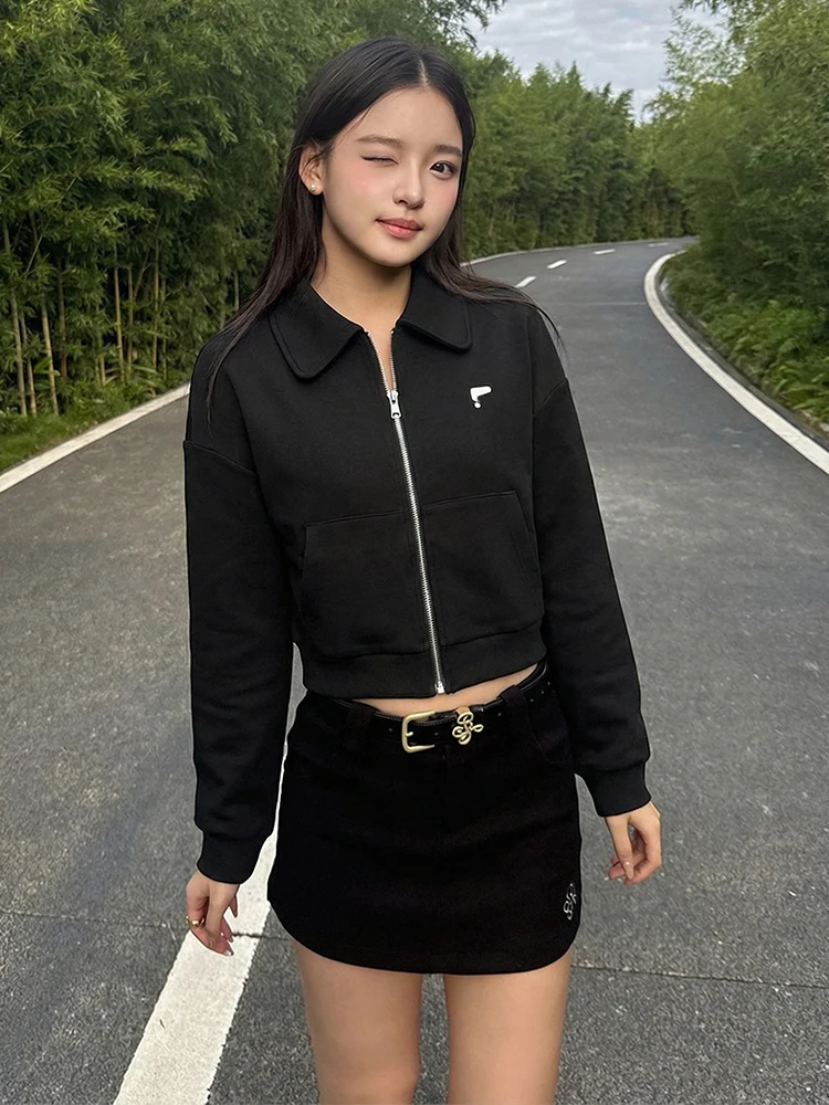 

Женская толстовка Bla Collar на раннюю весну с двойной молнией, свободного кроя, без капюшона, на пуговицах, верхняя одежда, кардиган