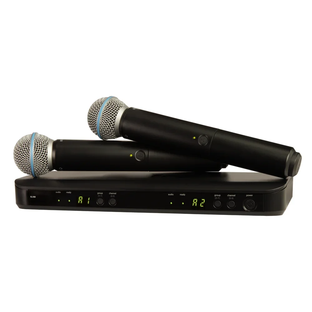 BLX288/PG58 2 channel wireless microphone with BLX88 receiver and PG58 handheld microphone for Karaoke Stage Performance