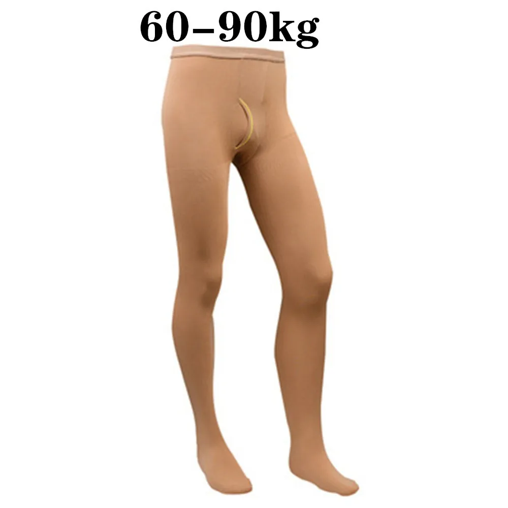 Spring and Autumn Men's Leggings Tight-fitting White Body Warm Sexy Velvet Leggings with Vertical Slits for 60-90kg Tight