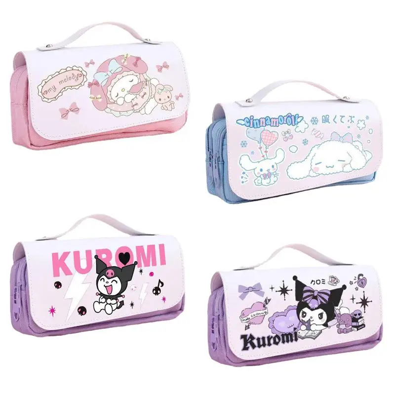 Kawaii Anime Cinnamoroll Cute Cartoon Hello Kittys My Melody Sanrioed Pen Case Kuromi Stationery Box Storage Pencil Bag