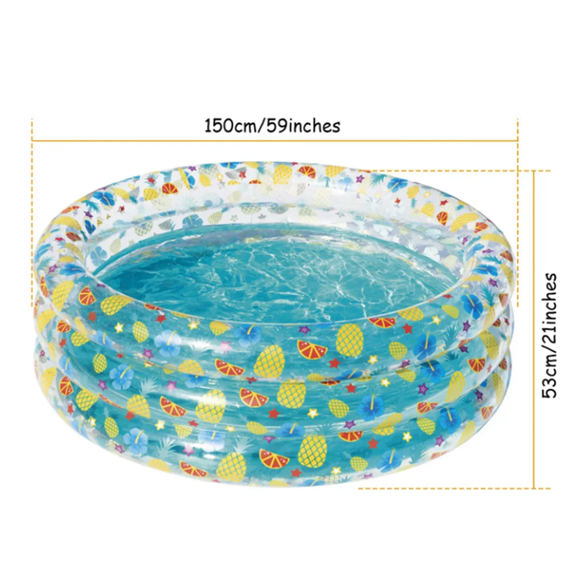 59x21in Inflatable Swimming Pool Blow Up Family Pool For 3 Kids Foldable Swim Ball Pool Center