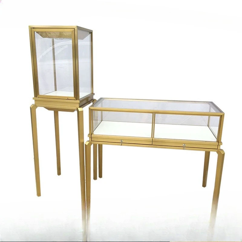 Jewelry Display Cabinet Stainless Steel Pull-out Glass Display Cabinet Jade Pearl Display Cabinet