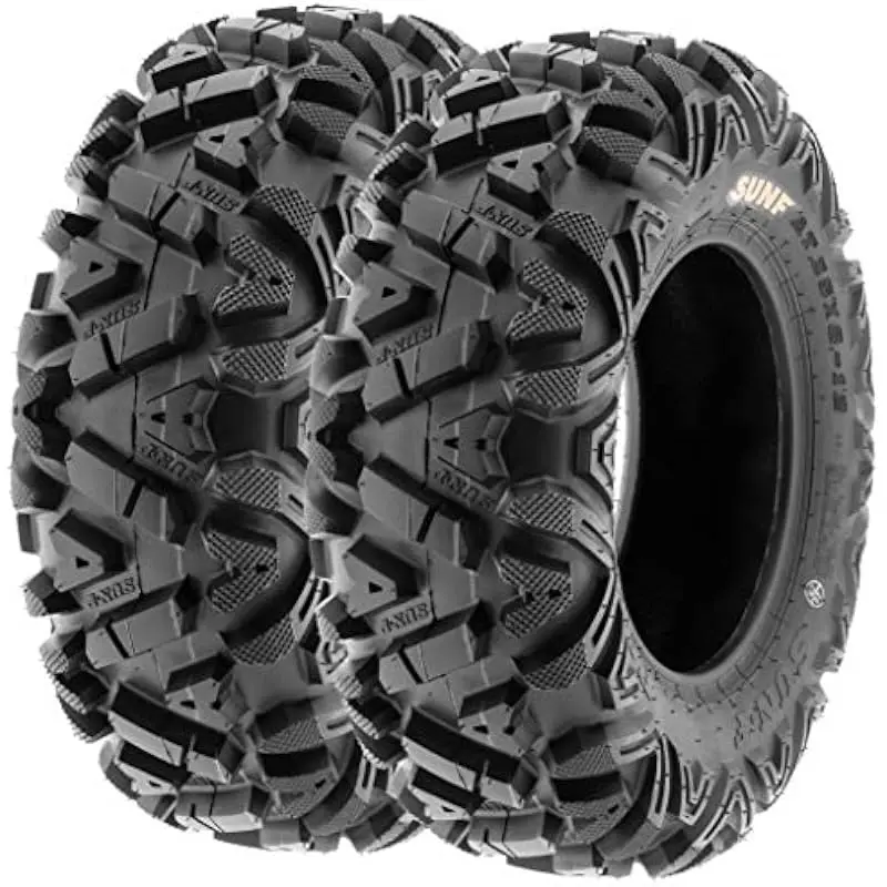 ATV All-Terrain Tires 24x8-12 Front + 24x10-11 Rear | 6 Ply Tubeless | Non-Directional Tread | 18mm Depth | 638 LB Load Capacity