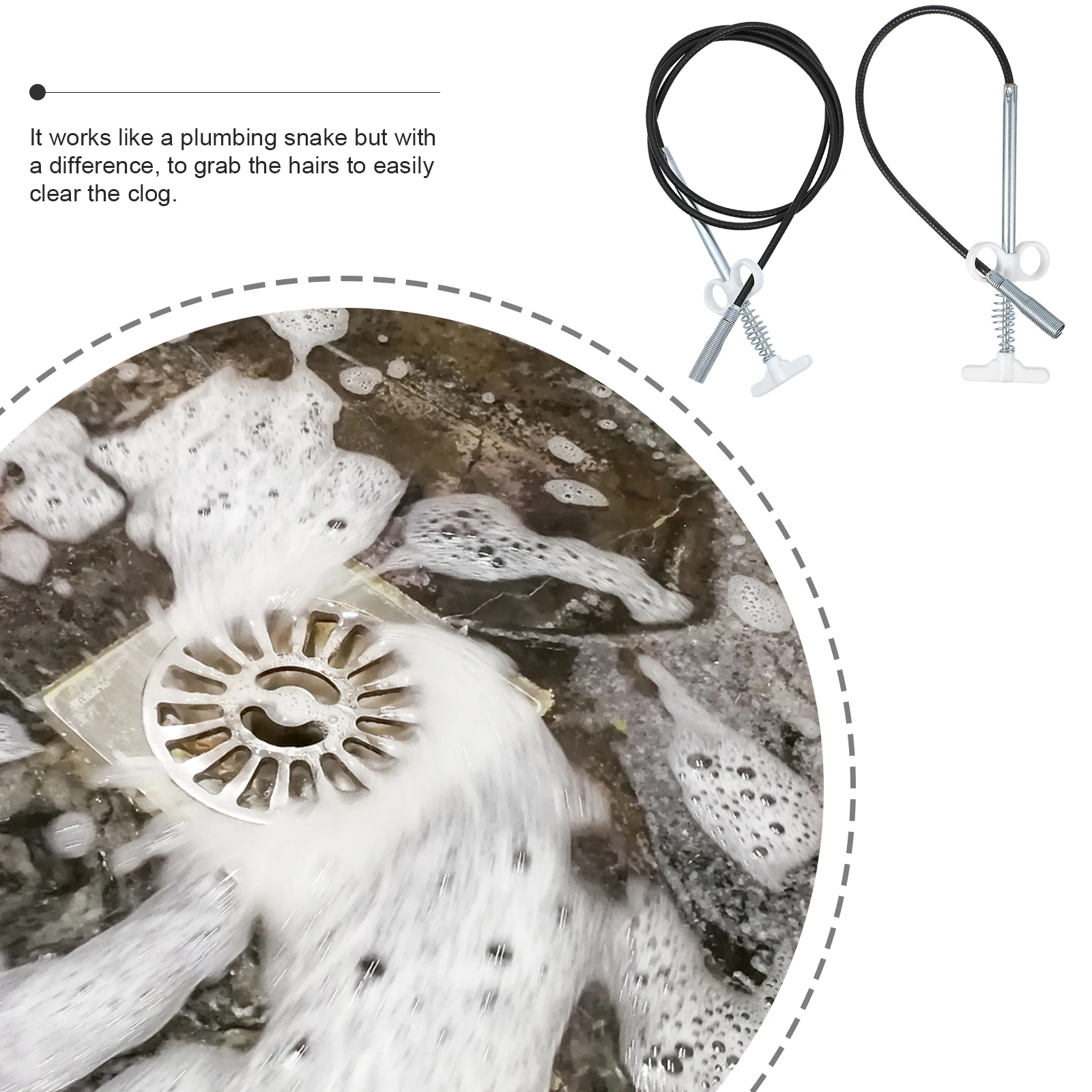 

2pcs PP Stainless Steel Drain Clean Claw Flexible Grabber Tools Kitchen Bathroom Sink Clog Remover Pickup Sticks Plumbing Drill