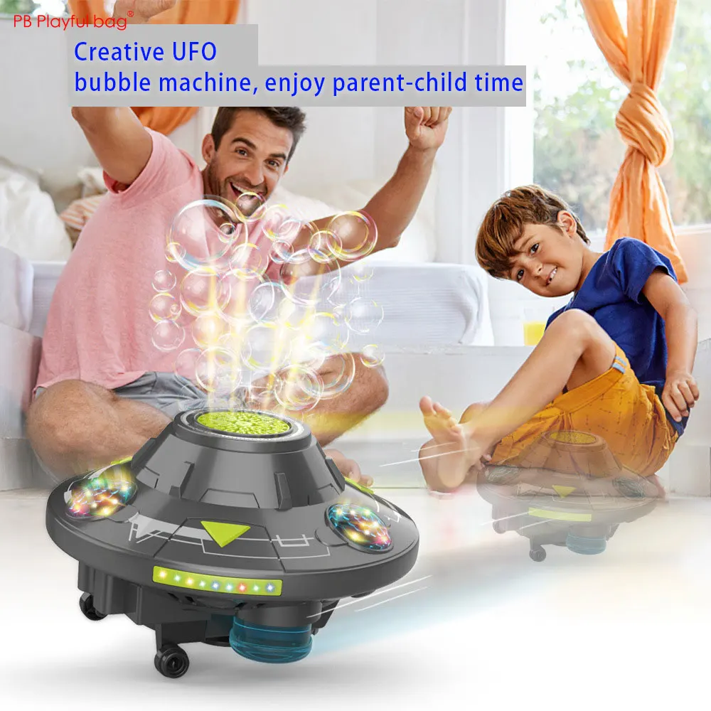 UFO Bubble Machine Flying Saucer Kid Toy Rotation Obstacle Avoidance Disc Fully Automatic Universal Wheel Children Gift AC204