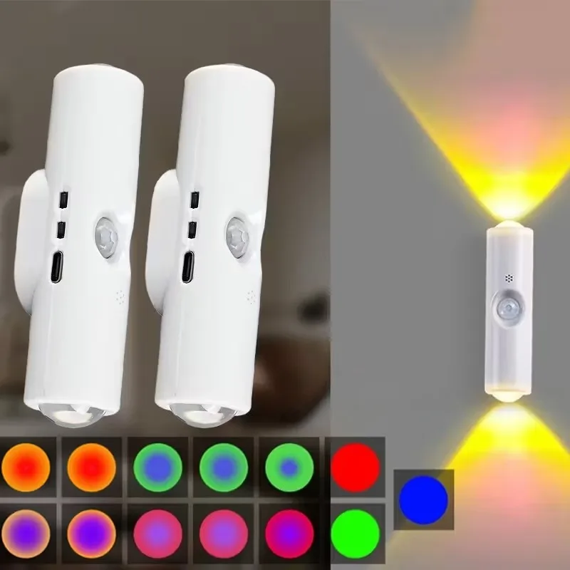 

1/2/3PCSSmart RGB Gradient Night Light Magnetic MotionSensor Rechargeable Wall Lamp for BedroomBathroom Closet Garden Home Decor