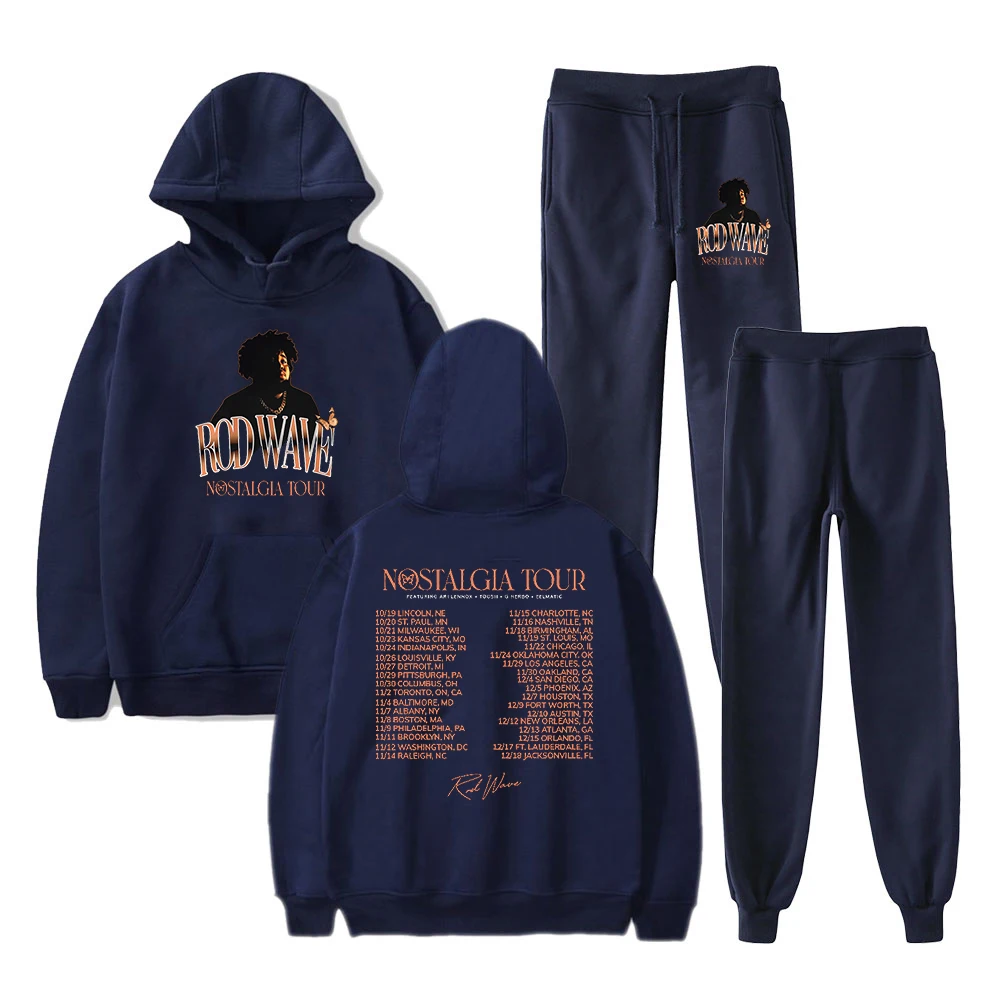 Rod Wave Nostalgia Tour Hoodie Boys/Girls Jogger Pants Two Piece Set Sweatshirt Sweatpants Rap Hip hop Women Men's Set