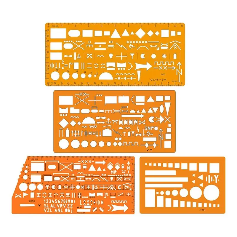 Stylish-Map Marking Template Stencil Set - With 1:50,000 & 1:100,000 Scales For Precision Marking