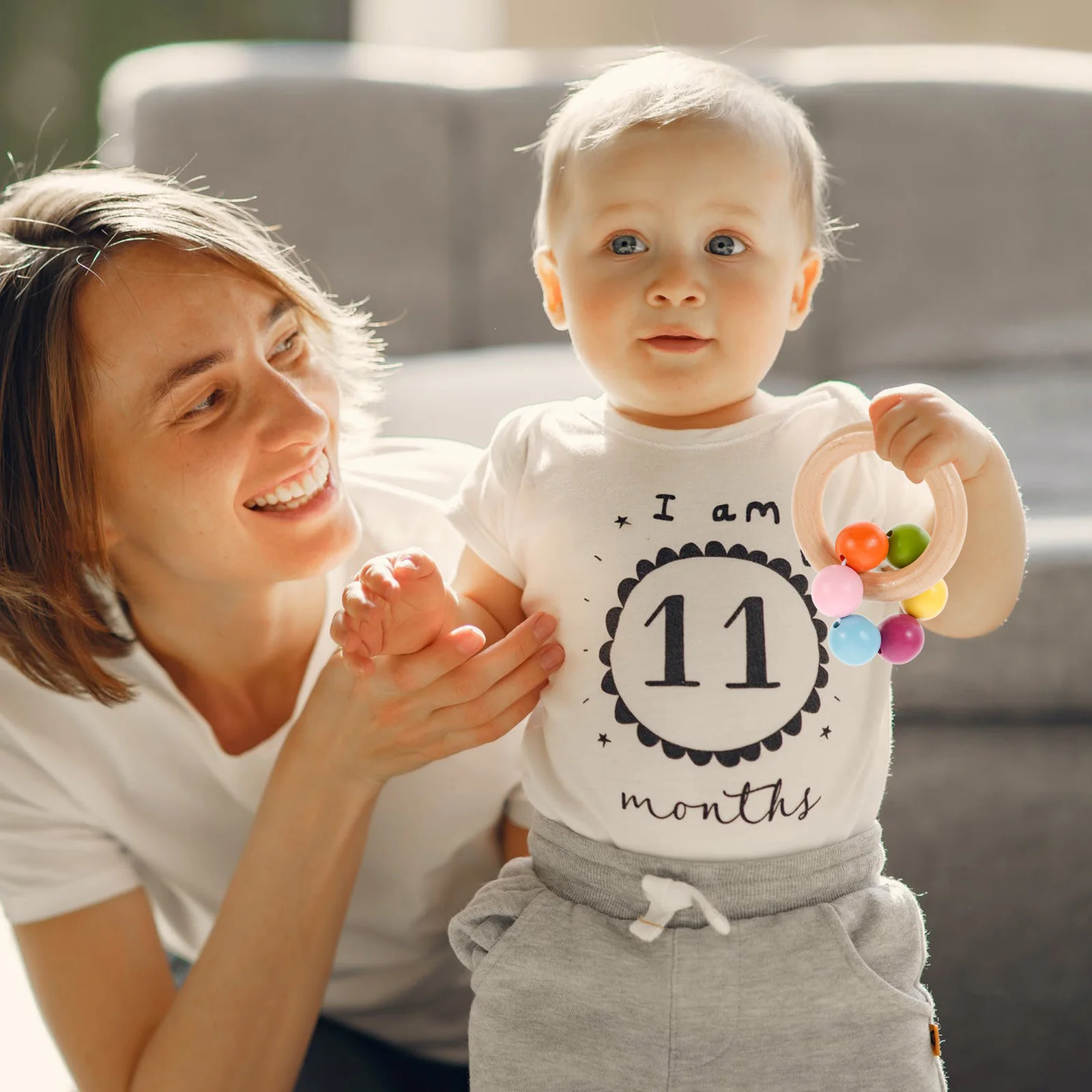 2 pezzi anello per bambini Shaker afferrare agitare sensoriale lenitivo a mano sonaglio frizione attività prima educazione sviluppo campanelle a mano per bambini
