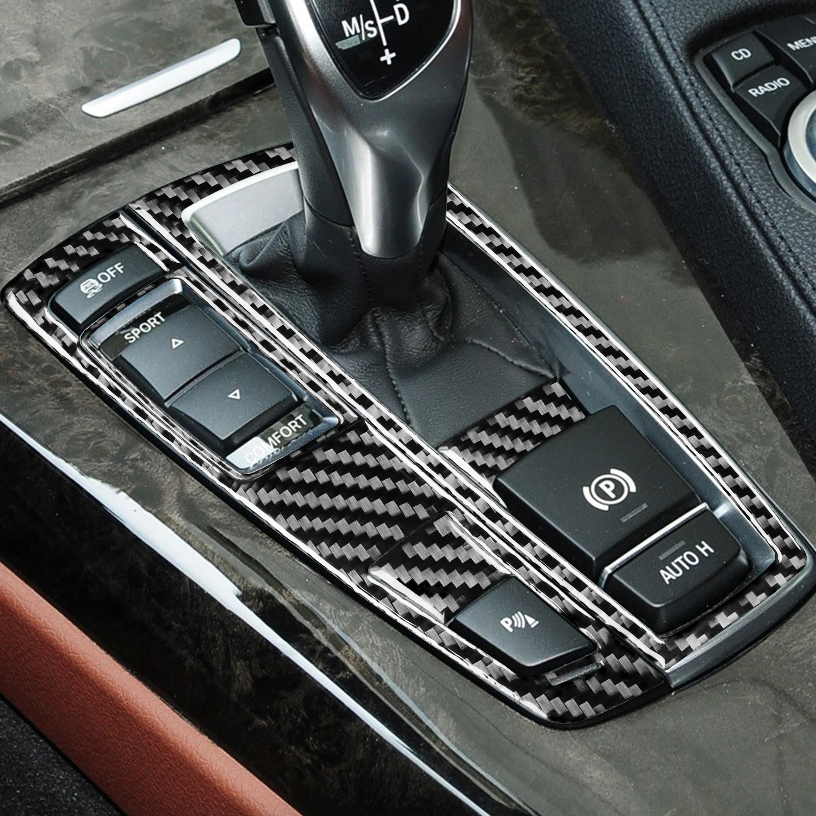 For BMW 6 Series M6 F12 F13 2011-2018 Real Carbon Fiber Sticke Gear Shift Panel Trim Cover Car Inside Accessories Decorative