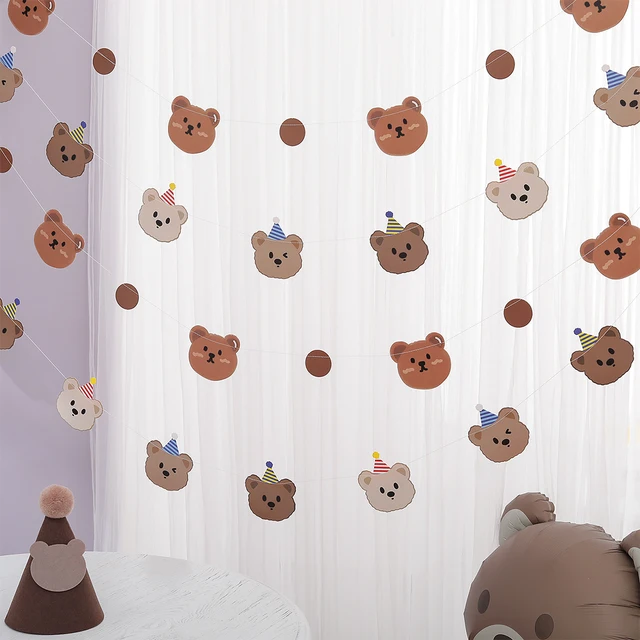 Retro Bear Flag Dekoracja pokoju urodzinowego 1 zestaw 1 sztuka