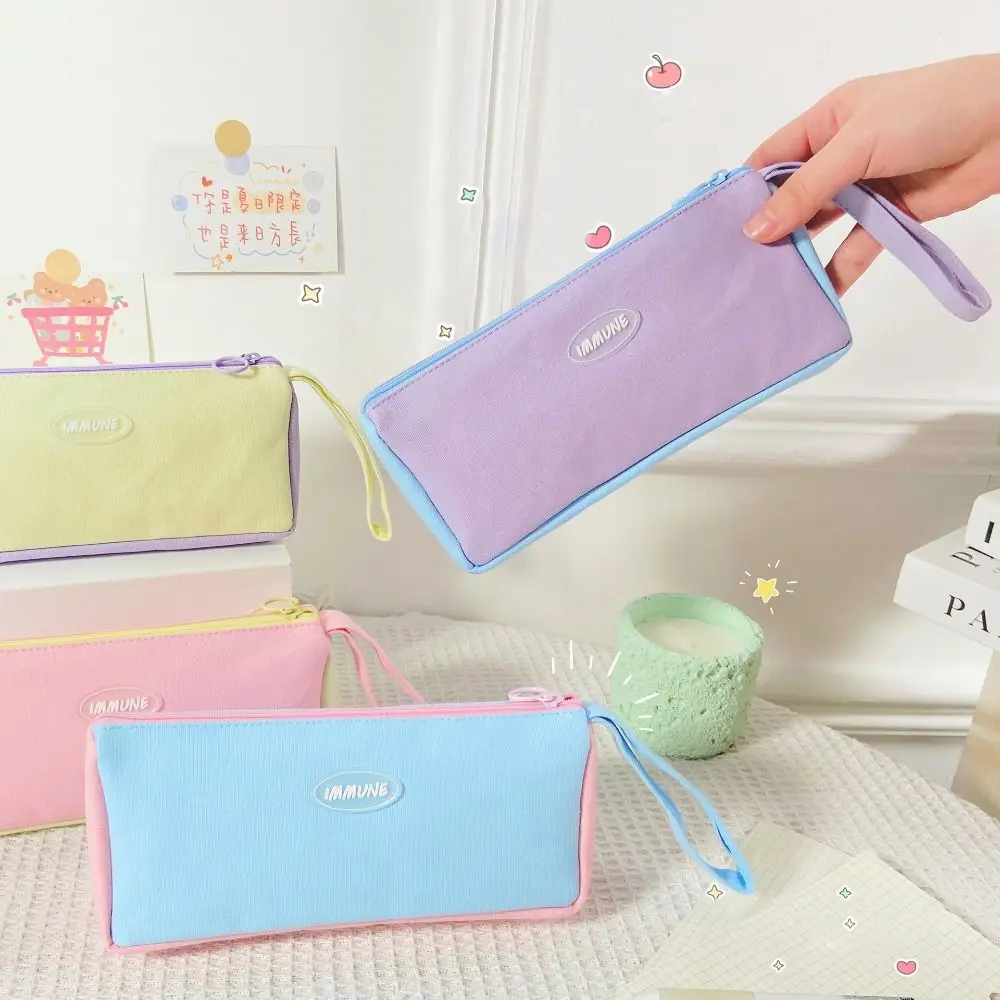 Simple Cotton Linen Pen Bag Zipper Stationery Pen Storage Bag Pencil Case Student