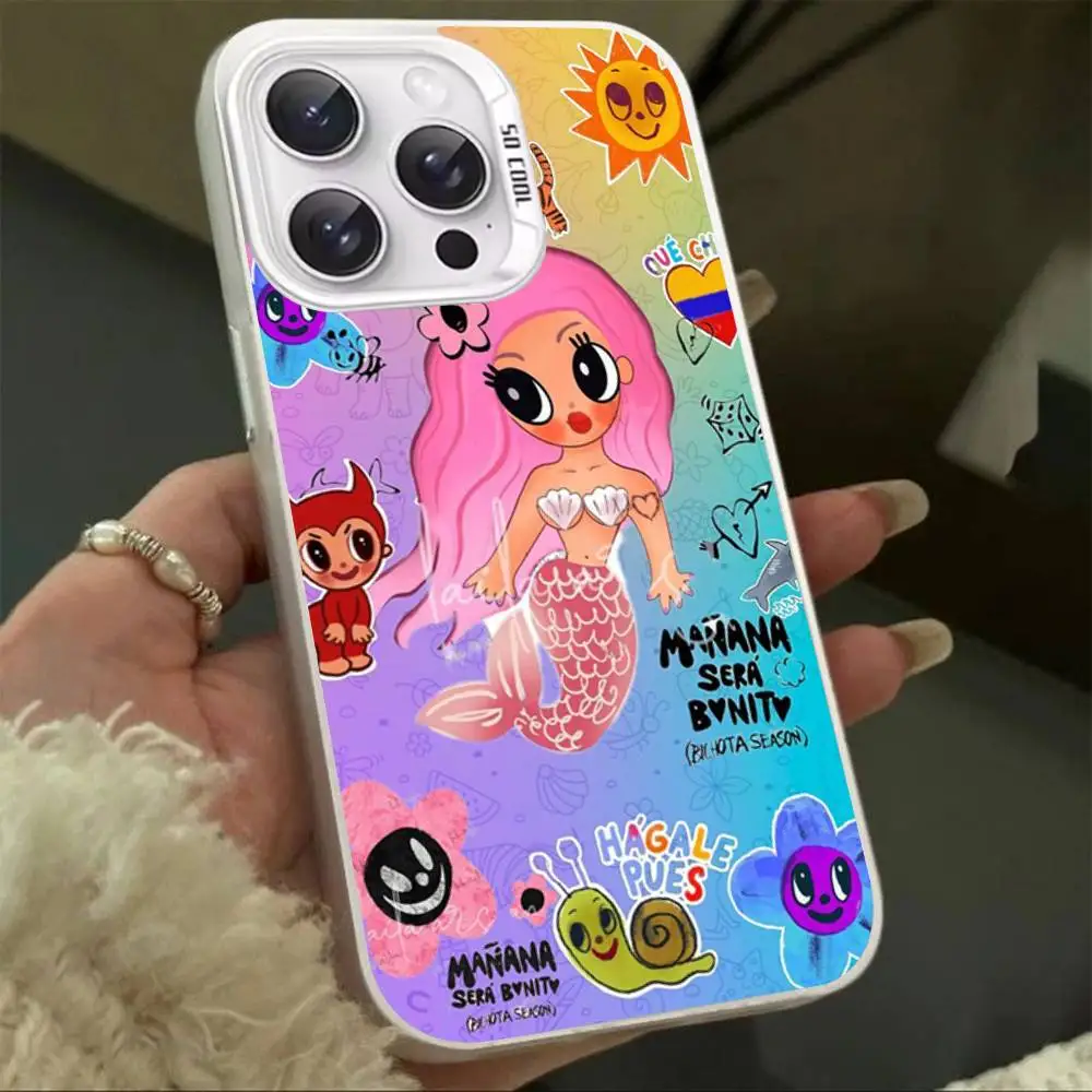 حافظة هاتف Karol G Manana Sera Bonito لهاتف آيفون 17 16 15 14 13 12 11 Pro Max Plus غطاء خلفي فضي مقاوم للصدمات #4