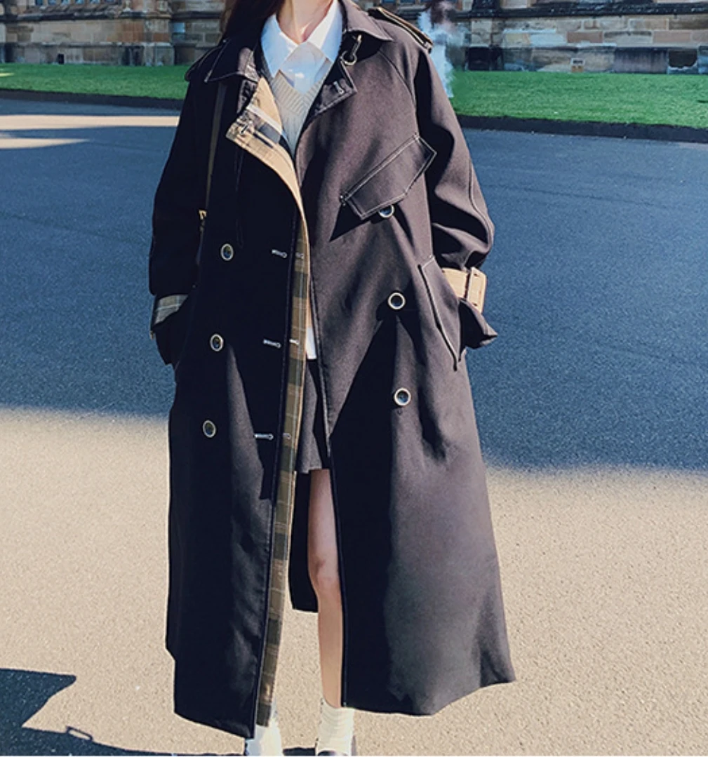 

SuperAen 2025 весна и осень новый корейский дизайн длинный свободный плащ женский