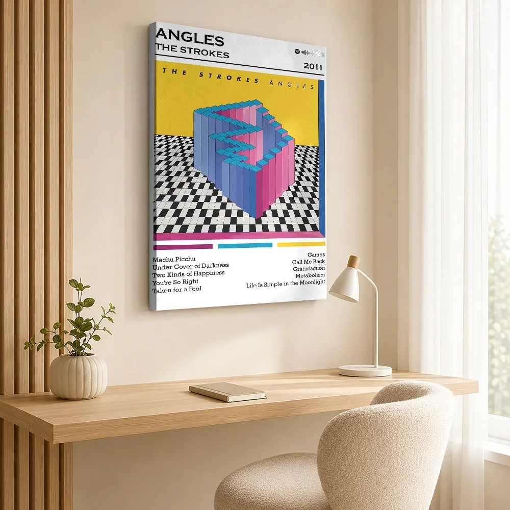 The Strokes - Angles Album Cover Canvas Print Poster Custom Retro Music Wall Art for Bedroom Decor Ready to Hang Gift for Fans