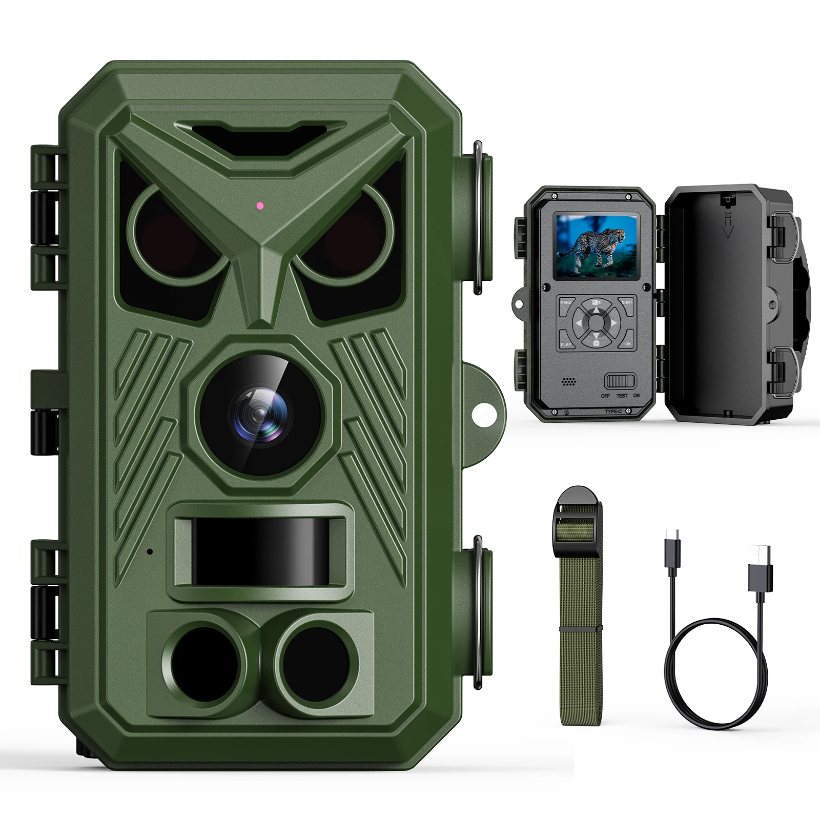 Caméra de surveillance vidéo 2,4 pouces avec vision nocturne, caméra de surveillance extérieure à dé