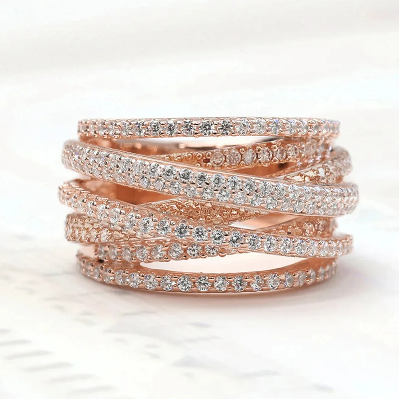 Women's 925 Sterling Silver Multi Layered Cross Ring