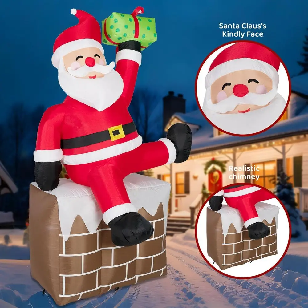 8-Foot LED Lighted Santa Claus Inflatable for Outdoor Christmas Decorations, Suitable for Yard, Lawn, or Garden