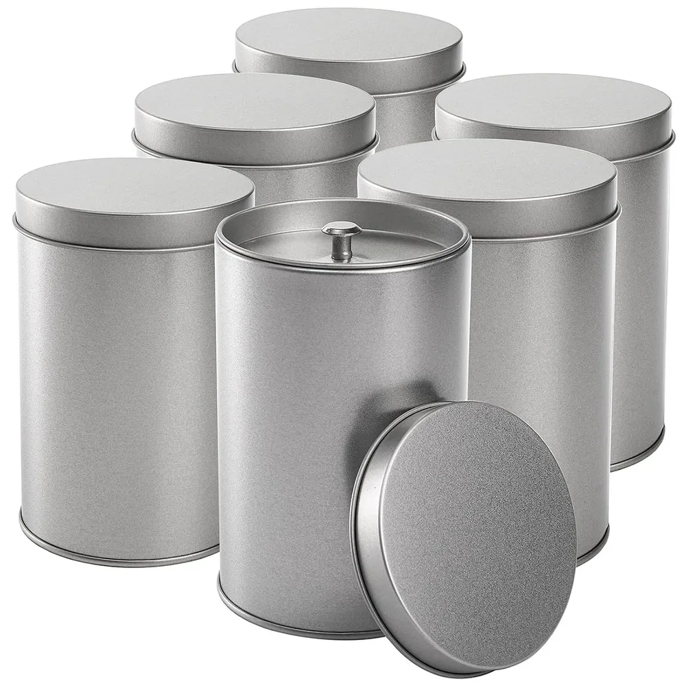 

6Pack Tea Tin Canister with Airtight Double Lids, 12flOz Tin Can Box Small Round Kitchen Canisters for Coffee Candy Herbs Spices