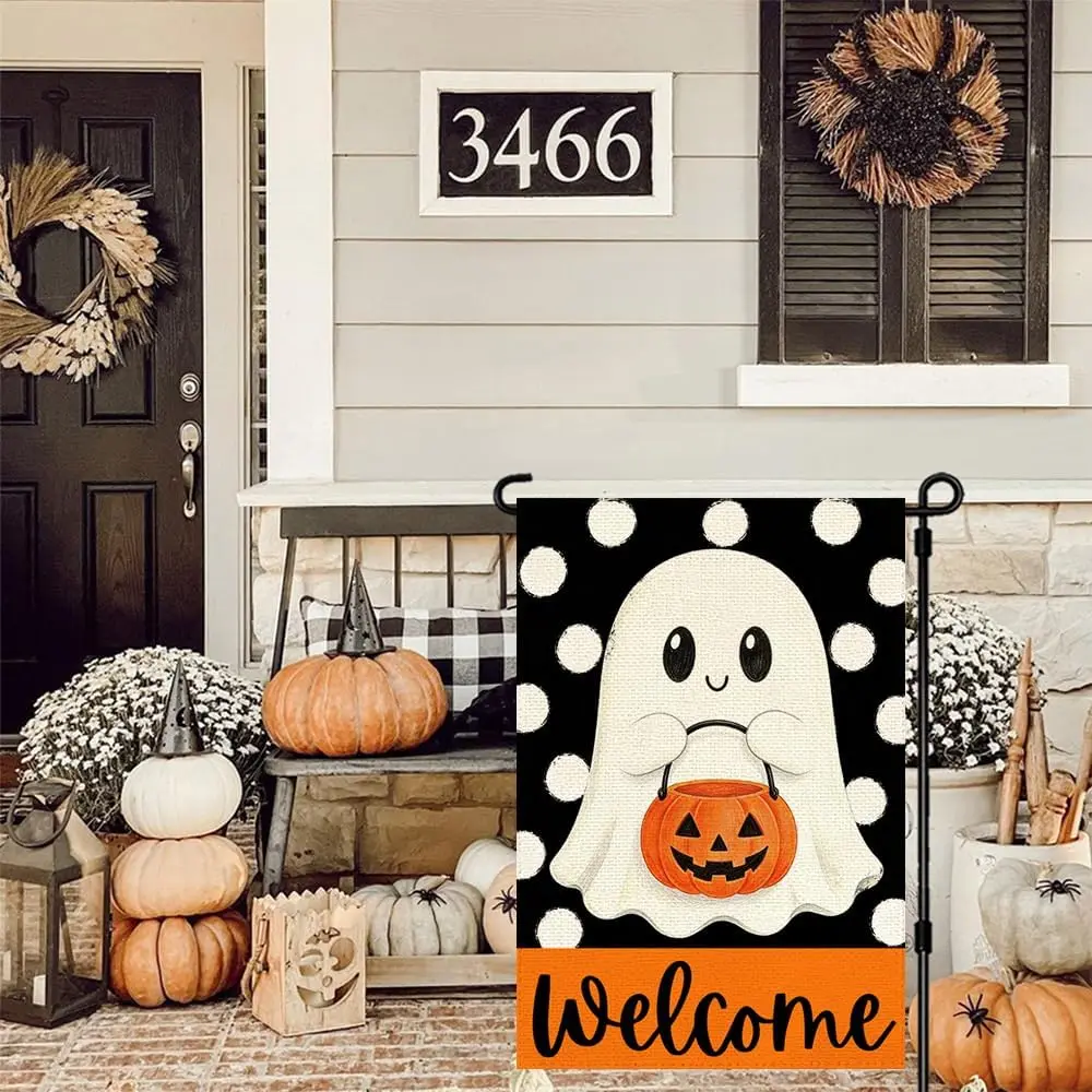 Halloween Cute Ghost Garden Flag 12x18 Inch Outside Yard Porch Decoration | Double Sided, Weather & Fade Resistant, Boo  llp