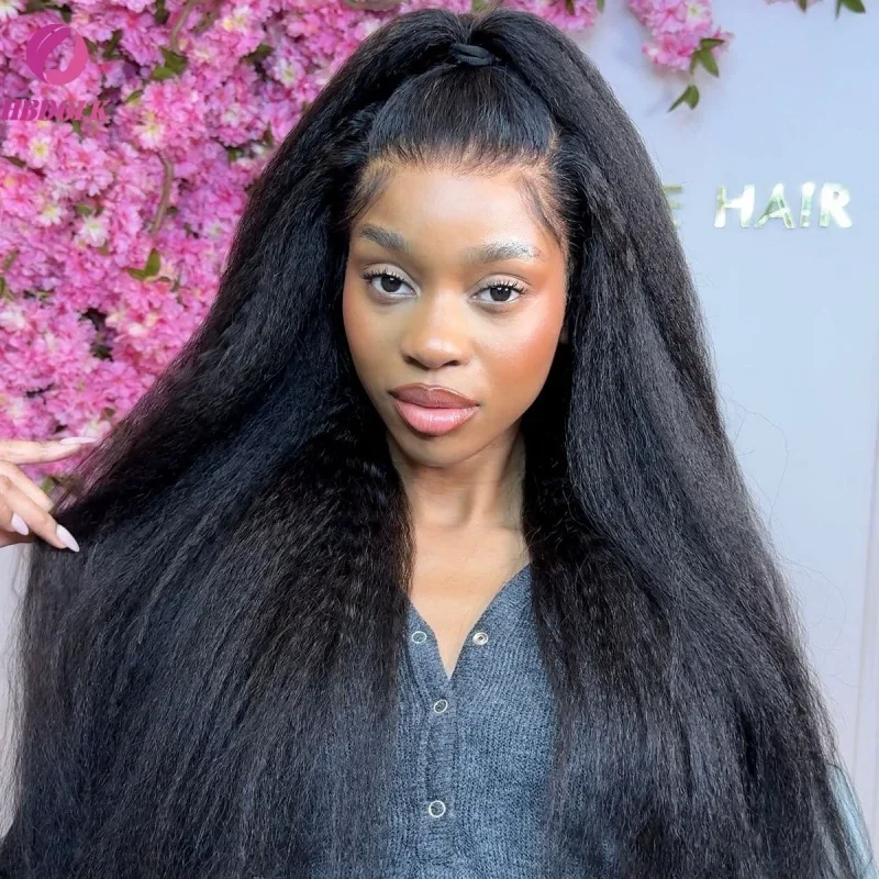 

30-дюймовые кудрявые прямые 13x4 прозрачные парики из натуральных волос на кружеве для женщин, бразильский предварительно сорванный парик Yaki Straight 4x4 с застежкой