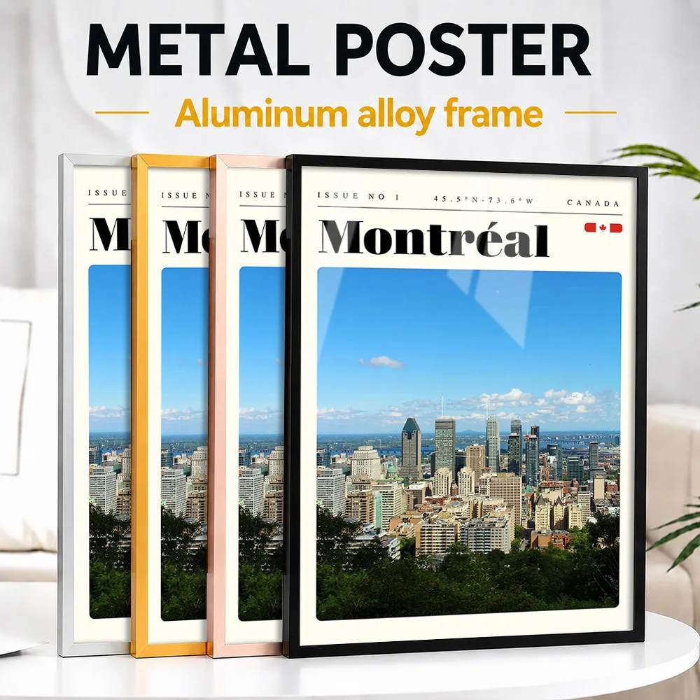 Montreal Canada Travel Framed Metal Poster Personalized Photo Modern Getaway Style Wall Art For Bedroom Premium Collector Gift