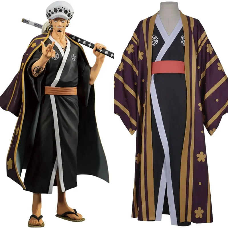 

New 2025 /Trafalgar D Water Law Cosplay Costume Kimono Robe Full Outfit Halloween Carnival RER12 RQR12