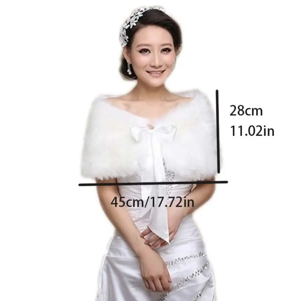 Pearl Plush Bowknot Shawl Faux Fur Korean Style Rabbit Fur Bow Scarves Neck Wrap Party Shawl Bride Shoulder Fake Collar