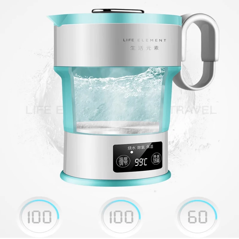 

100-240V Portable Electric Kettle Folding Kettle Compressed Travel Hidden Handle Boiling Water Kettle Temperature Adjustment