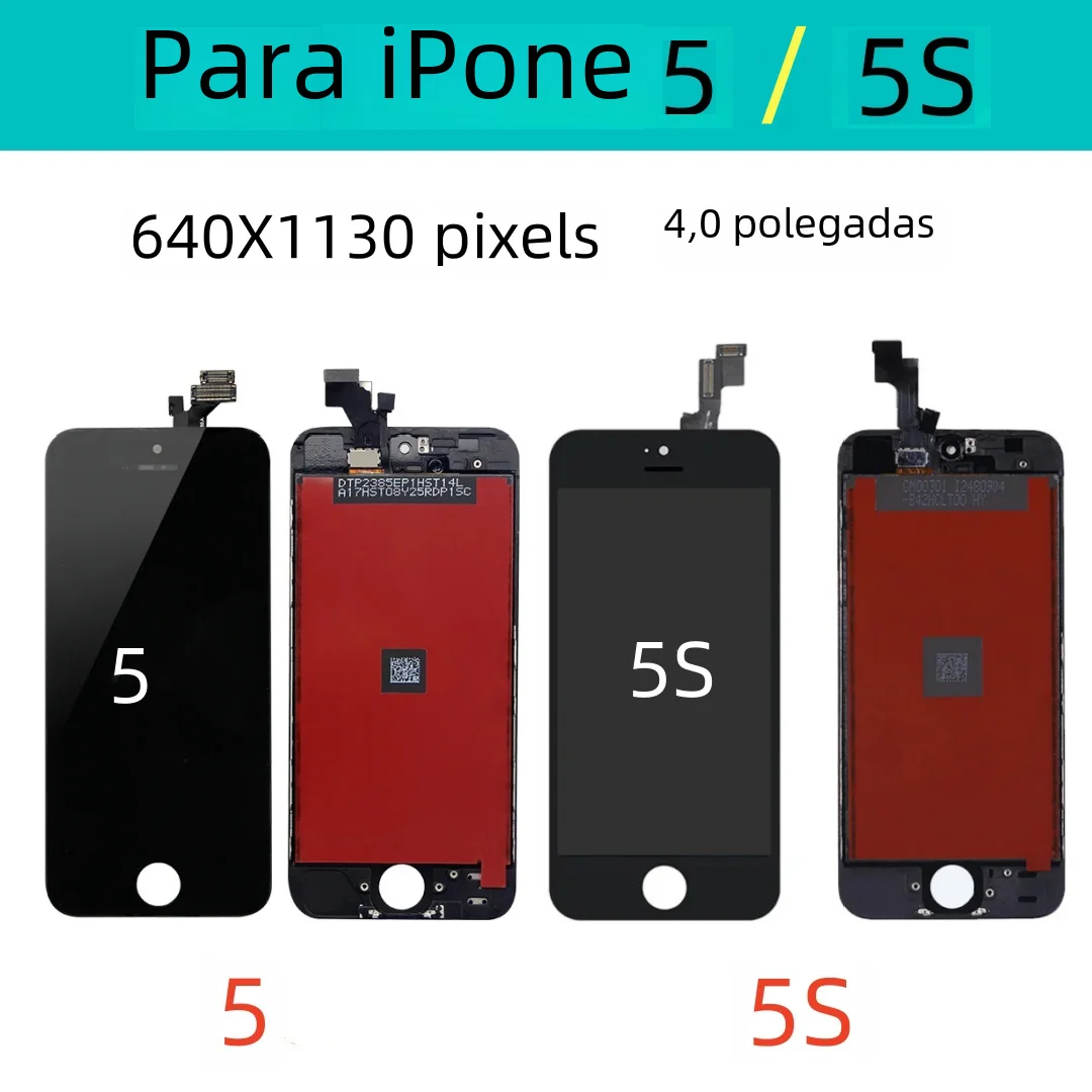 Substituição de Tela LCD para iPhone 5 5S, Digitalizador de Tela para iPhone 5 5S, Conjunto de Substituição de Tela LCD para iPhone 5 5S