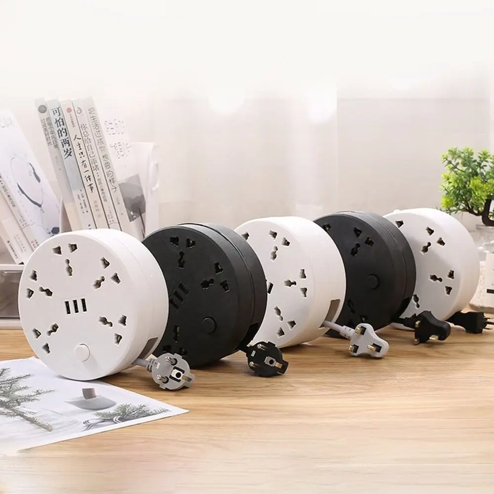 Circular Power Extension Board Universal 2M Retractable Power Cord Multi Outlet Power Strip Socket Flexibility Multi Network