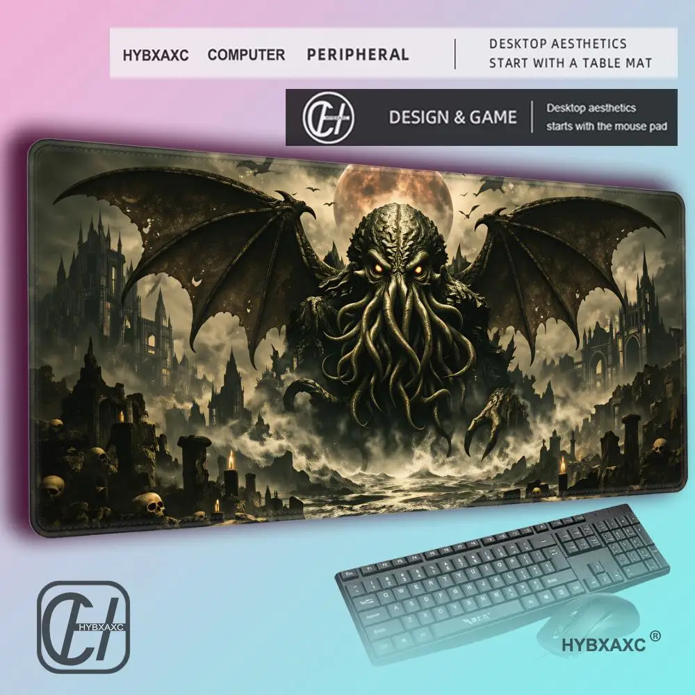 HYBXAXC Epic Sea Battle Playmat DeskMat Elemental Fantasy GamingMat  Kraken vs Fire Beast Art Card Play Surface Tabletop RPG Mat